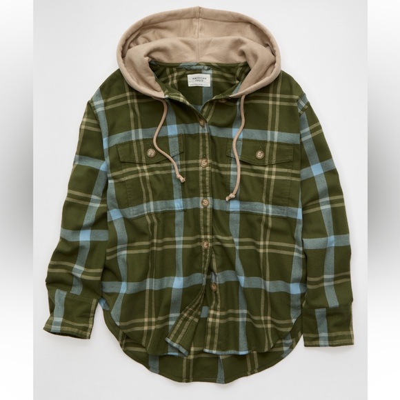 AE Hooded Flannel Button Up - Picture 4 of 8